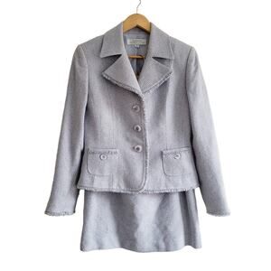 8 Tahari light blue tweed skirt suit